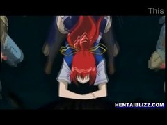 Redhead hentai studentessa viene forato da tentacoli del mostro